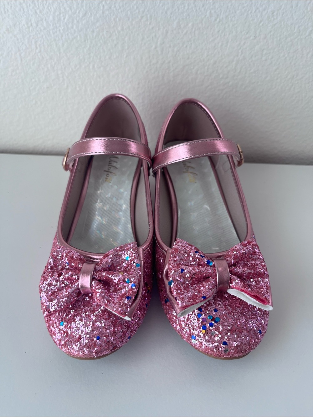 Pink Glitter Bow Mini Heel Dress Up Shoes